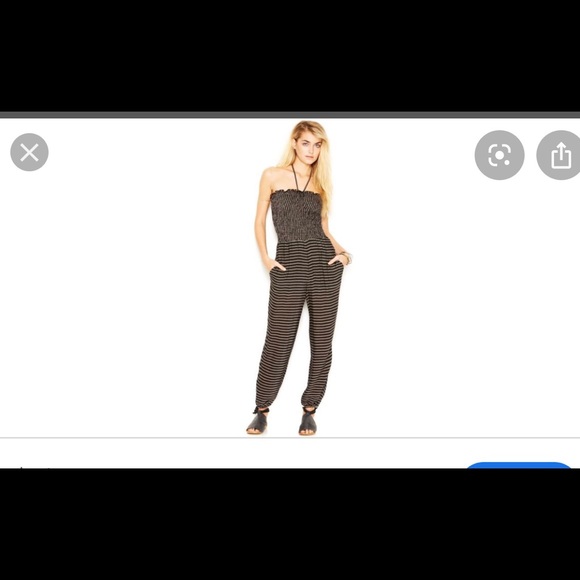 Free People Pants - Free People Black & Gray Striped Jumpsuit Medium